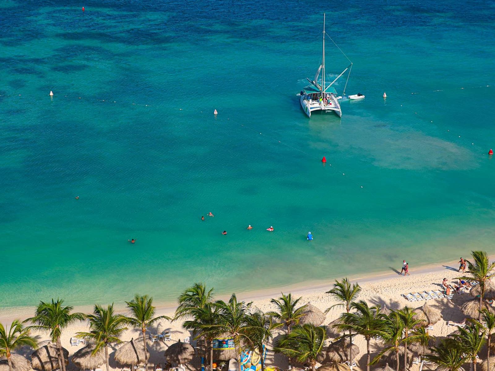 A catamaran anchored off Bavaro Beach